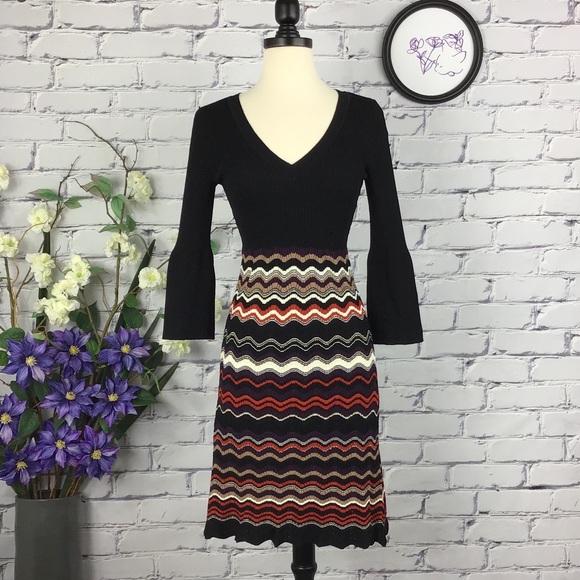 Nine West Dresses & Skirts - Nine West Ribbed Chevron Shimmery Sweater Dress